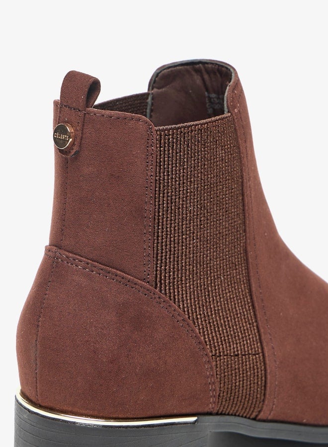 Celeste Women's Solid Slip-On Ankle Boots with Gusset and Block Heels  - Image 5