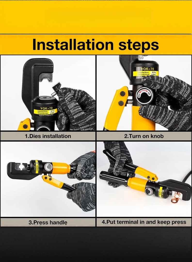 kashemano YQ70A Hydraulic Hose Crimper for 4-70mm² Electrical Terminal Cable Wire  - Image 4