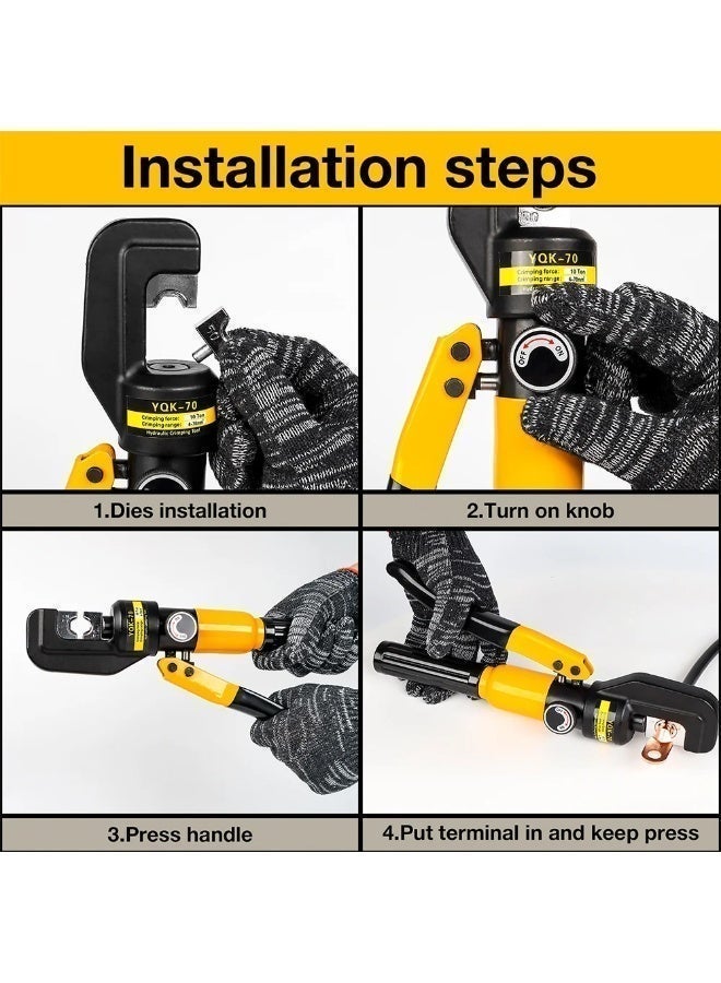 كاشيمانو أداة التجعيد الهيدروليكية YQ70A للمشاكل لسلك الكابلات الطرفية الكهربائية 4-70 مم² - Image 4