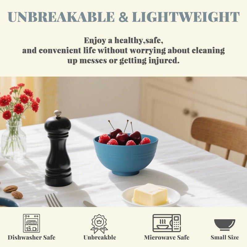Homienly Cereal Bowl Set, Wheat Straw Fiber Unbreakable Lightweight Bowls Set - Image 5