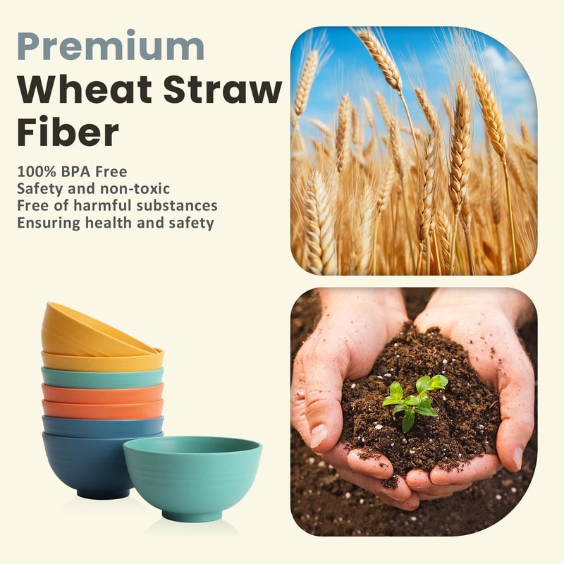 Homienly Cereal Bowl Set, Wheat Straw Fiber Unbreakable Lightweight Bowls Set - Image 3