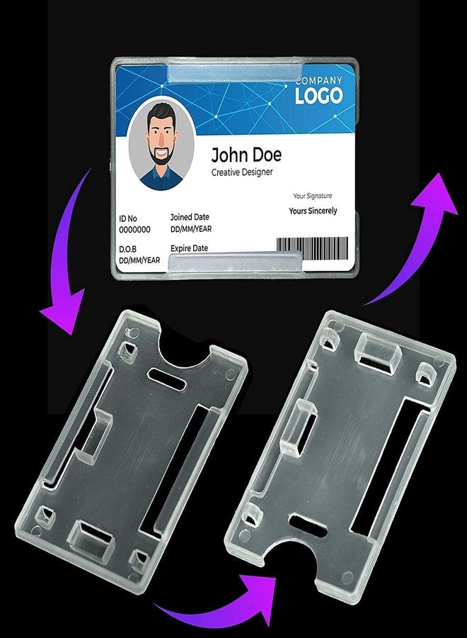 JSMSH حامل بطاقة هوية JSMSH مع حبل تعليق | حامل بطاقات قابل للسحب عموديًا وأفقيًا مع حبل تعليق للاستخدام في المكاتب والمدارس والكليات (أزرق، عبوة من قطعتين) - Image 5