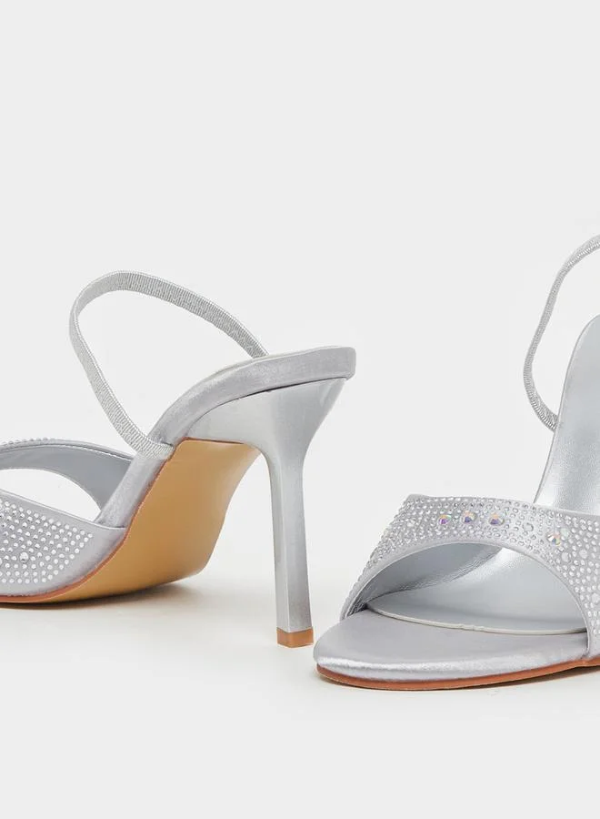 Styli Embellished Back Strap Stiletto Heel Sandals