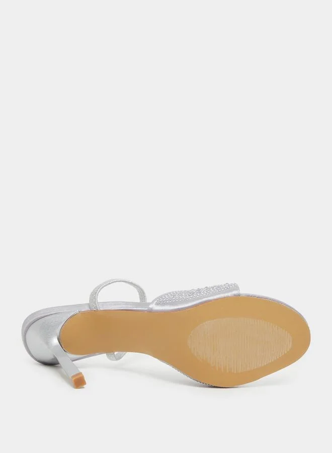 Styli Embellished Back Strap Stiletto Heel Sandals