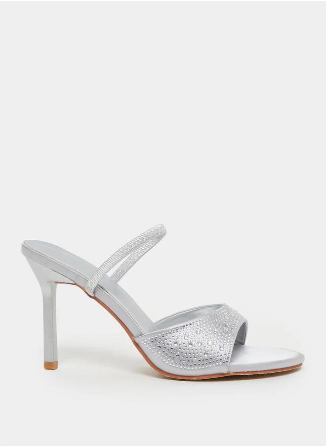 Styli Embellished Back Strap Stiletto Heel Sandals