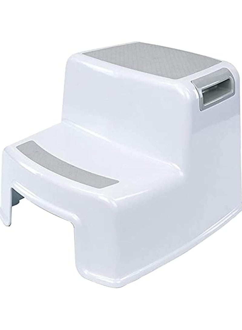 ORiTi Dual Height Step Stool for Kids Toddler's Potty Training and Use in the Bathroom or Kitchen Versatile Two Design Growing Children Soft Grip Steps Provide, white - Image 4