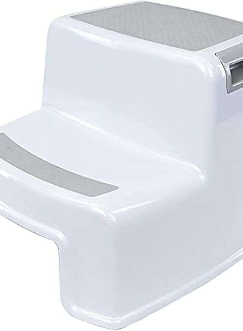 ORiTi Dual Height Step Stool for Kids Toddler's Potty Training and Use in the Bathroom or Kitchen Versatile Two Design Growing Children Soft Grip Steps Provide, white - Image 3