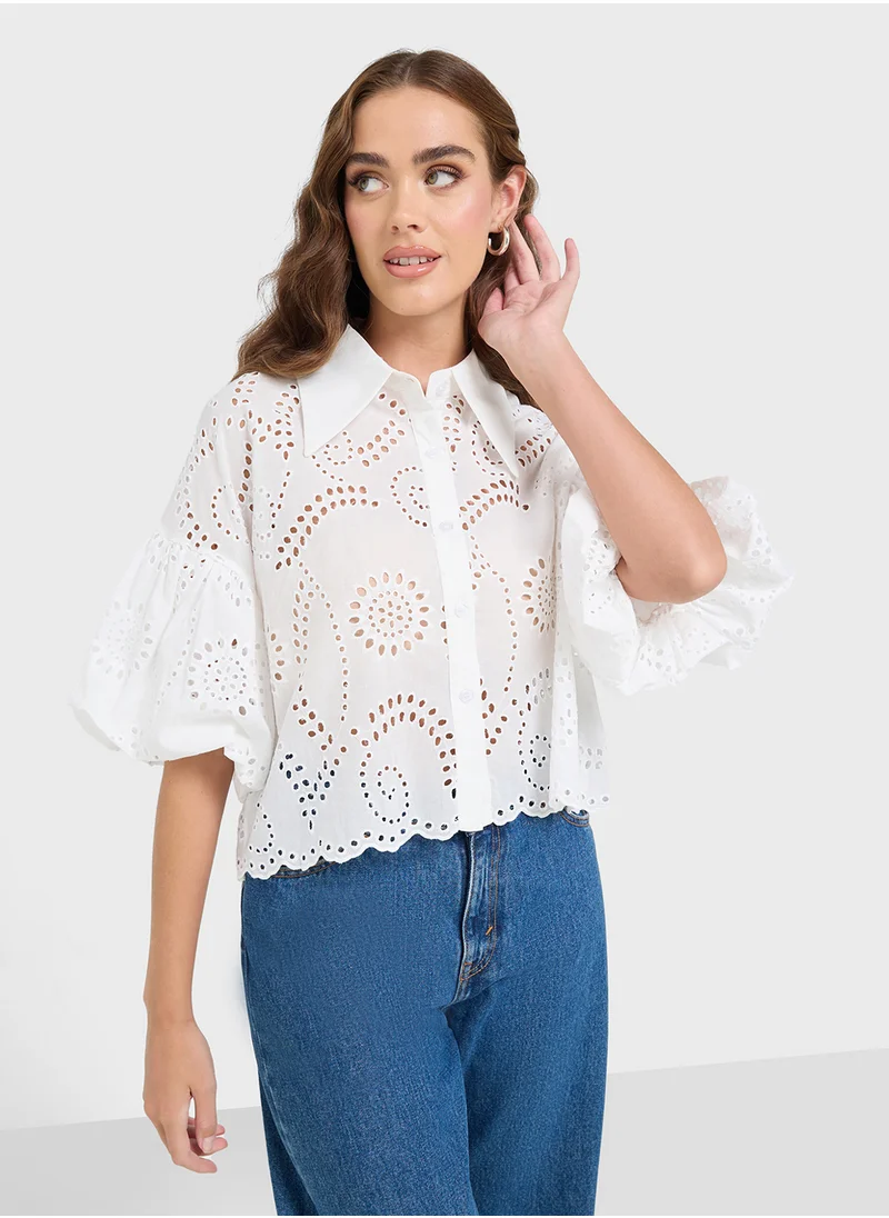 Ginger Schiffli Button Down Shirt
