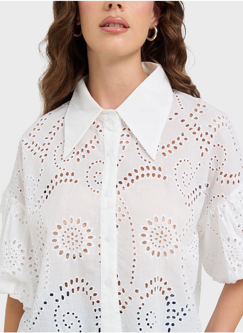 Ginger - Schiffli Button Down Shirt - Image 1