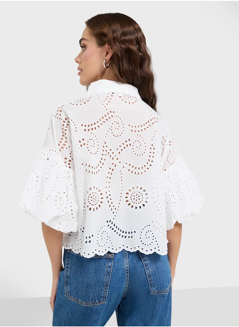 Ginger Schiffli Button Down Shirt