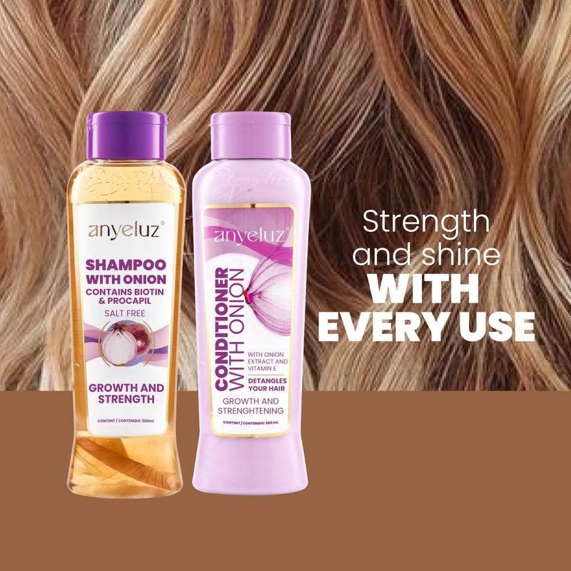 Anyeluz Onion Shampoo and Conditioner for Hair Growth, Sulfate and Salt Free Shampoo de Cebolla con Biotina, Champu Sin Sal para Keratina, Onion Duo Paraben Free - Image 3