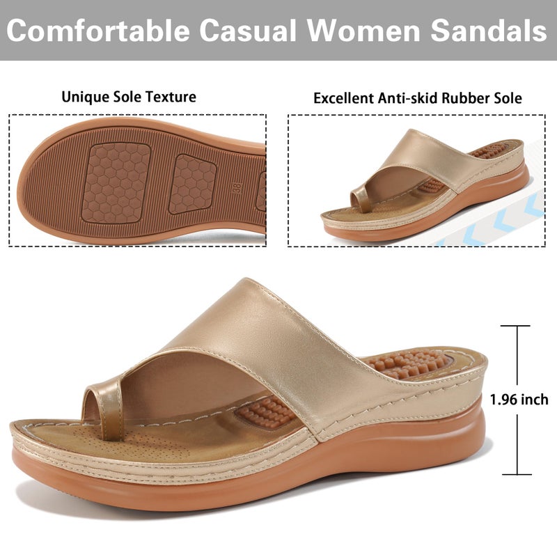 Aomigoct Womens Comfort Wedge Sandals: Soft Cushion & Orthopedic for All-Day Walking - Non-Slip 1.96" Heel for Stability - for Comfort Seekers - Image 4