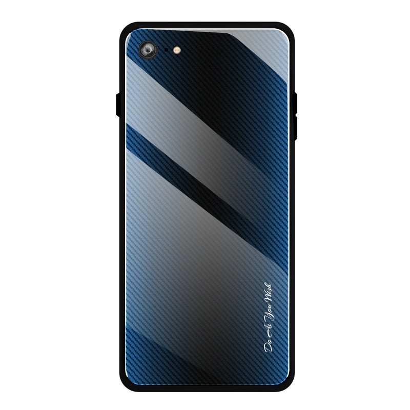 HuHa Protective Cover For iPhone SE 2022 / SE 2020 / 8 / 7 Texture Gradient Glass Protective Case(Blue) - Image 1