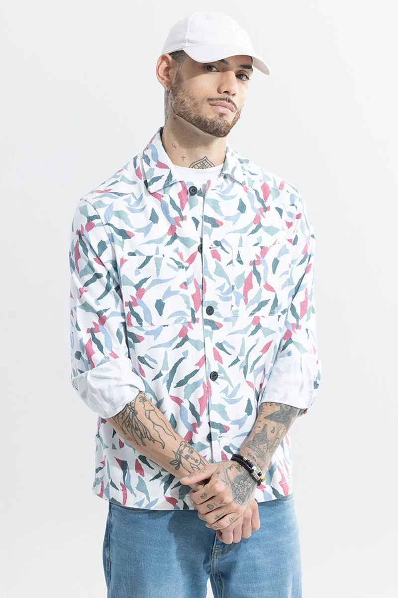 سنيتش Multicolour Abstract Long Sleeve Relaxed Casual Overshirt