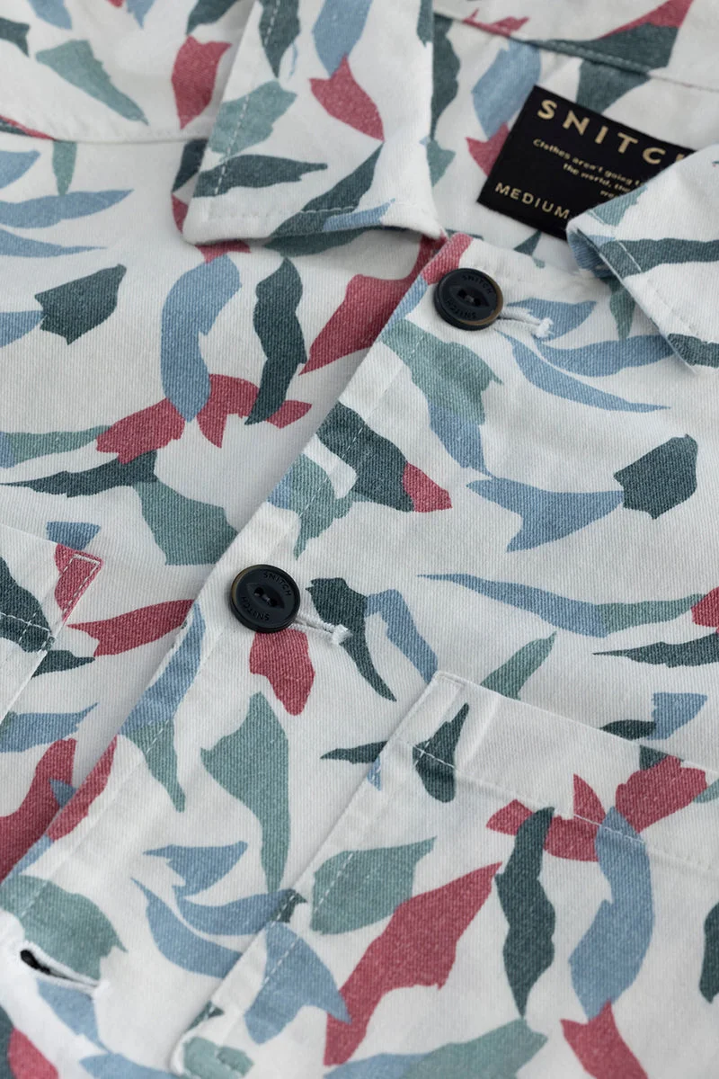 سنيتش Multicolour Abstract Long Sleeve Relaxed Casual Overshirt