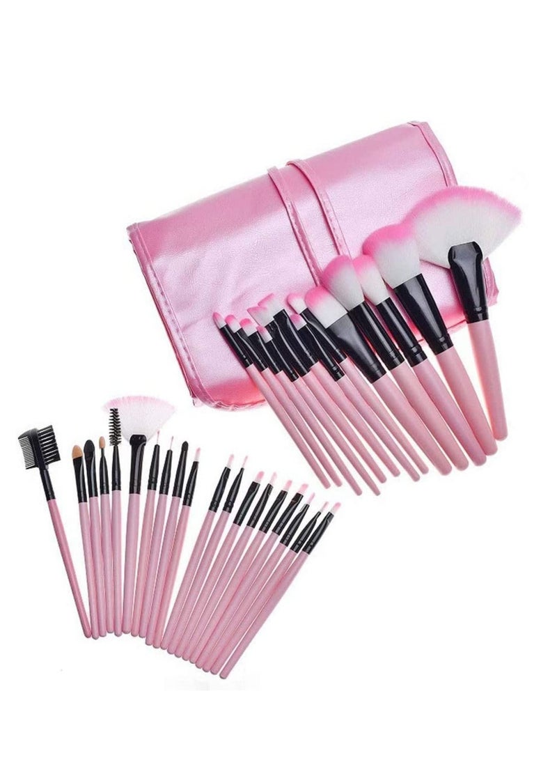 SYOSI Makeup Brushes, 32 Pieces Professional Sets Make up  Premium Synthetic Foundation Blending Face Powder Blush Eyeshadow Eyeliner Brush Kits with Bag, Pink - Image 1