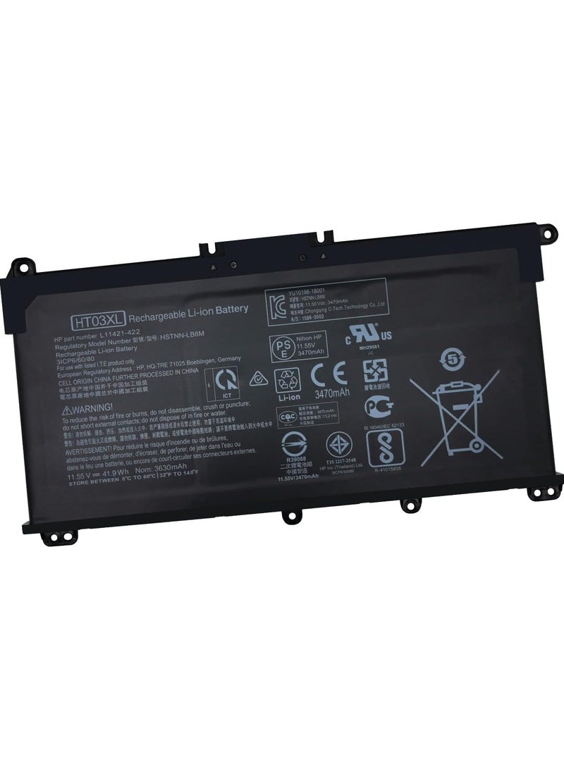 New HT03XL HSTNN-DB8RL11421-542 L11421-422 L11421-1C1 Battery Replacement with HP Pavilion 14-ce 14s-cs 15-cs 15-da 14-ce0025tu 14-ce0034tx 15-da1005dx Laptop Notebook - Image 1
