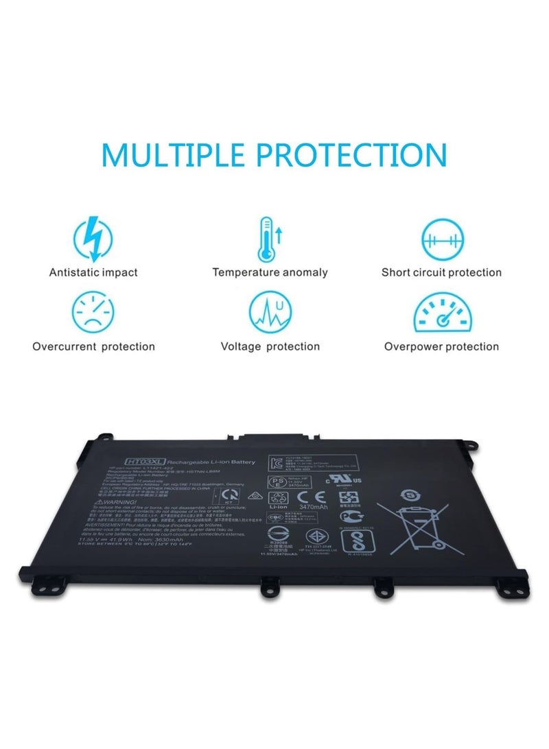 New HT03XL HSTNN-DB8RL11421-542 L11421-422 L11421-1C1 Battery Replacement with HP Pavilion 14-ce 14s-cs 15-cs 15-da 14-ce0025tu 14-ce0034tx 15-da1005dx Laptop Notebook - Image 3