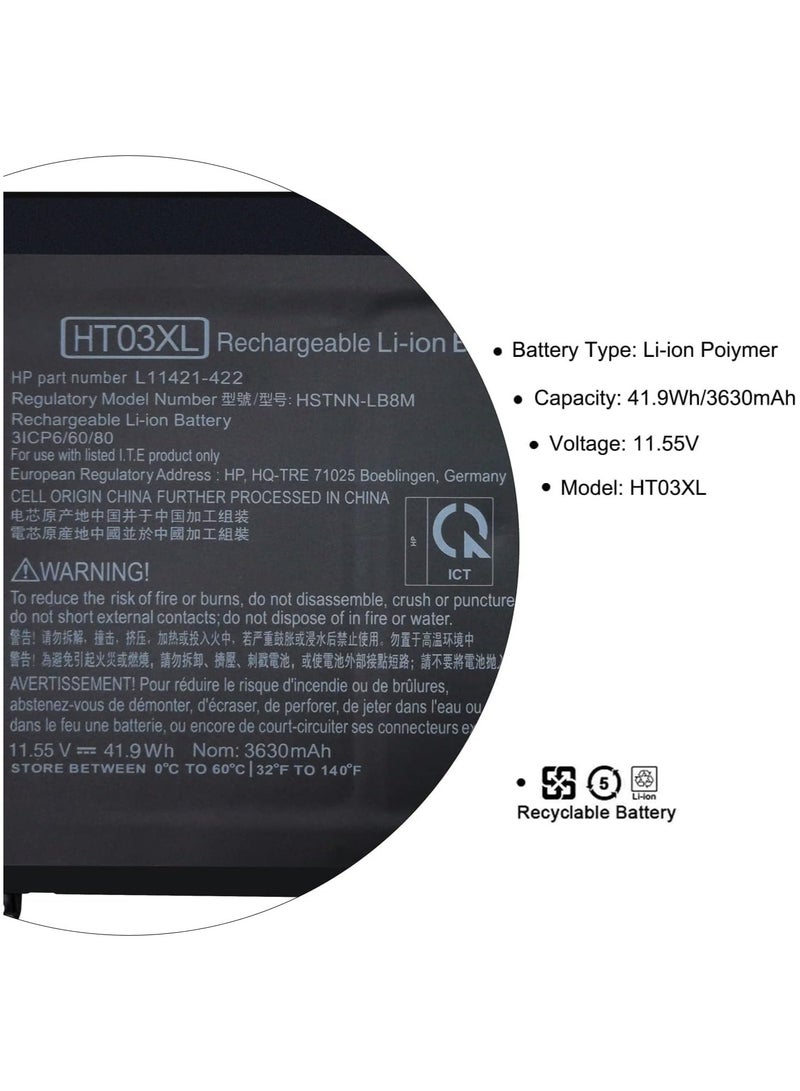 New HT03XL HSTNN-DB8RL11421-542 L11421-422 L11421-1C1 Battery Replacement with HP Pavilion 14-ce 14s-cs 15-cs 15-da 14-ce0025tu 14-ce0034tx 15-da1005dx Laptop Notebook - Image 4