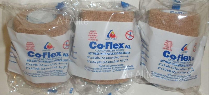 Coflex Andover COFlex NL 3x5Yds Tan Flesh 3Pack Cohesive Flexible Elastic Latex Free Bandage Compression Self Adherent Wrap Adults Children Animals Pets Cats Dogs Horses 5300TN - Image 1
