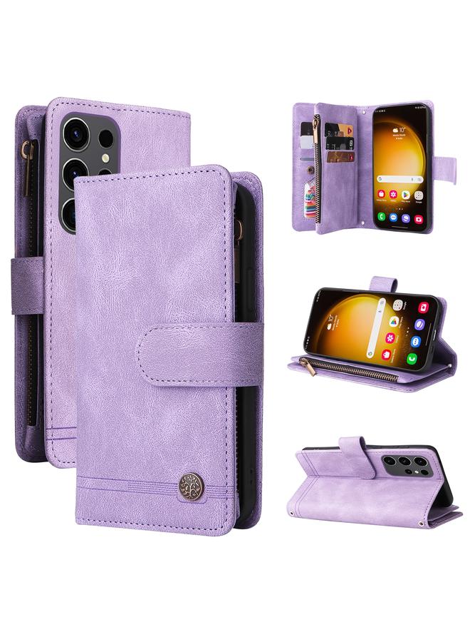 اس-توب جراب لهاتف Samsung Galaxy S24 Ultra بملمس الجلد ومحفظة متعددة البطاقات وسحاب من الجلد - Image 1