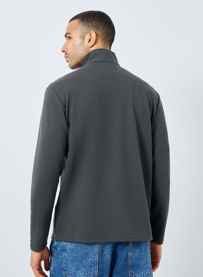 Styli Charcoal Pebble Textured Relaxed Fit Sweatshirt - Image 4