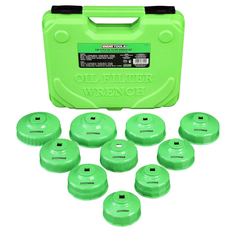 OEMTOOLS 87151 10-Piece Oil Filter Wrench Set, Oil Filter Removal Set Fits 3/8" Ratchet for Efficient Oil Filter Removal, Non-Slip Oil Filter Cup Set Grip, Rust-Resistant - Image 1