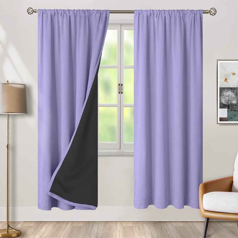 BGment بئسة الستائر الكاملة للخلع لغرفة المعيشة 72 بوصة الطول غرفة غامق الضوضاء المعزولة الحرارية تقليل الستائر النافذة مع قضيب جيب لافاندر 2 لوحات كل لوحة 42 بوصة - Image 1