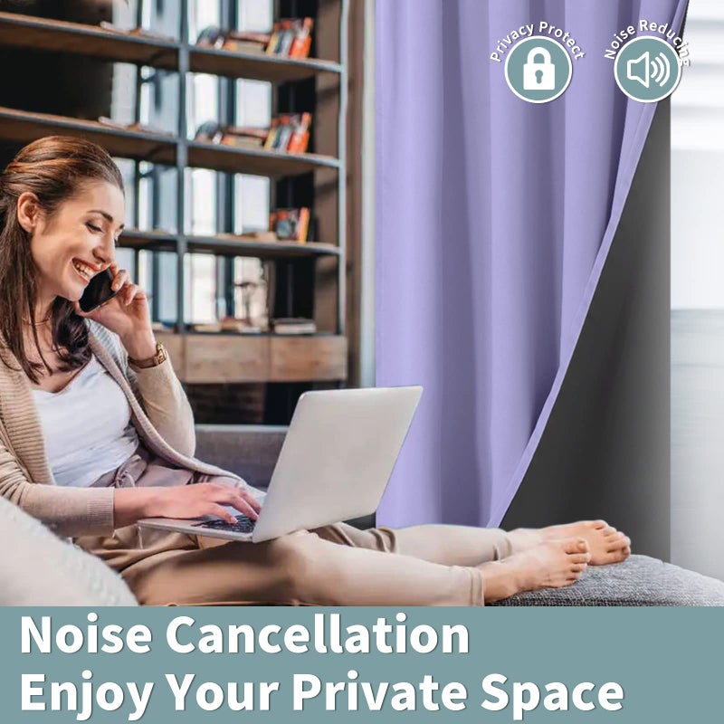 BGment بئسة الستائر الكاملة للخلع لغرفة المعيشة 72 بوصة الطول غرفة غامق الضوضاء المعزولة الحرارية تقليل الستائر النافذة مع قضيب جيب لافاندر 2 لوحات كل لوحة 42 بوصة - Image 5