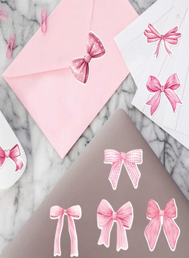 RUPOFUZA 500PCS Bowknot Stickers Rolls 1in Pink Bowknot Stickers 8 Designs Waterproof Self-Adhesive Sticker for Bottle Scrapbook Journal Envelope Birthday Gift Decor Supplies - Image 2