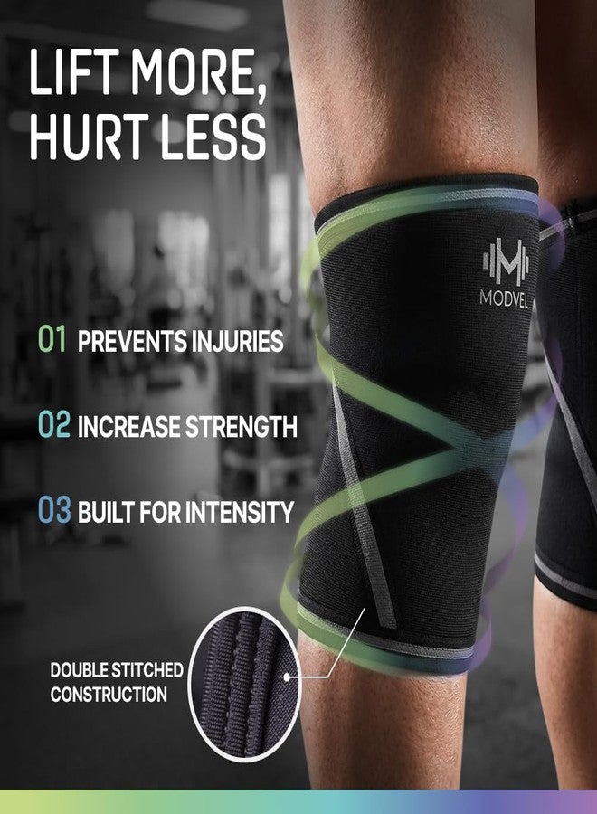 Modvel 7mm Neoprene Knee Sleeves for Men & Women Weightlifting & Powerlifting – Compression Knee Sleeve Support for Squats, Gym, Training – USPA, IPL Approved – Medium Black (Pair) - Image 2