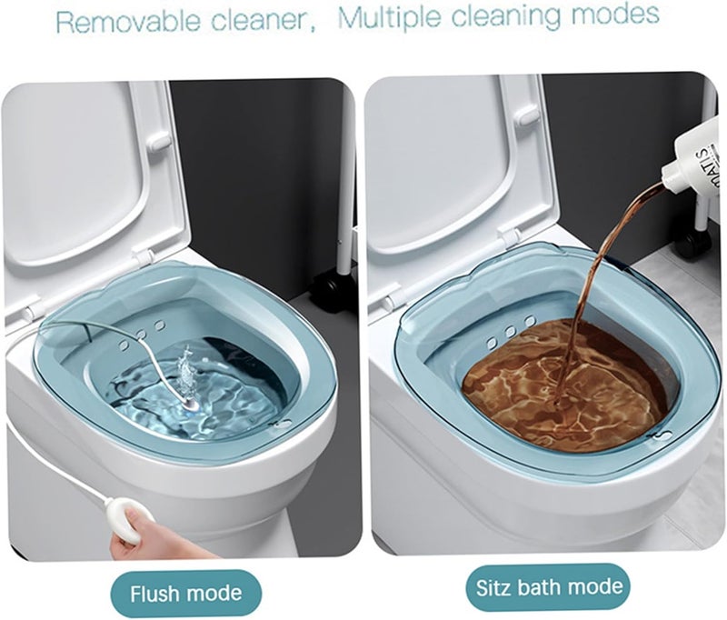 Azonee Sitz Bath Foldable Sitz Bath Basin Sitz Bath with Removable Cleaner Deepen Sitz Bath Tub with Hanging Hole Flusher Bath Basin Soak Pan for Toilet Hemorrhoids for Pregnant Women Private Care - Image 4