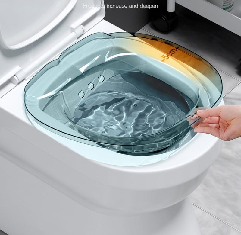 Azonee Sitz Bath Foldable Sitz Bath Basin Sitz Bath with Removable Cleaner Deepen Sitz Bath Tub with Hanging Hole Flusher Bath Basin Soak Pan for Toilet Hemorrhoids for Pregnant Women Private Care - Image 3