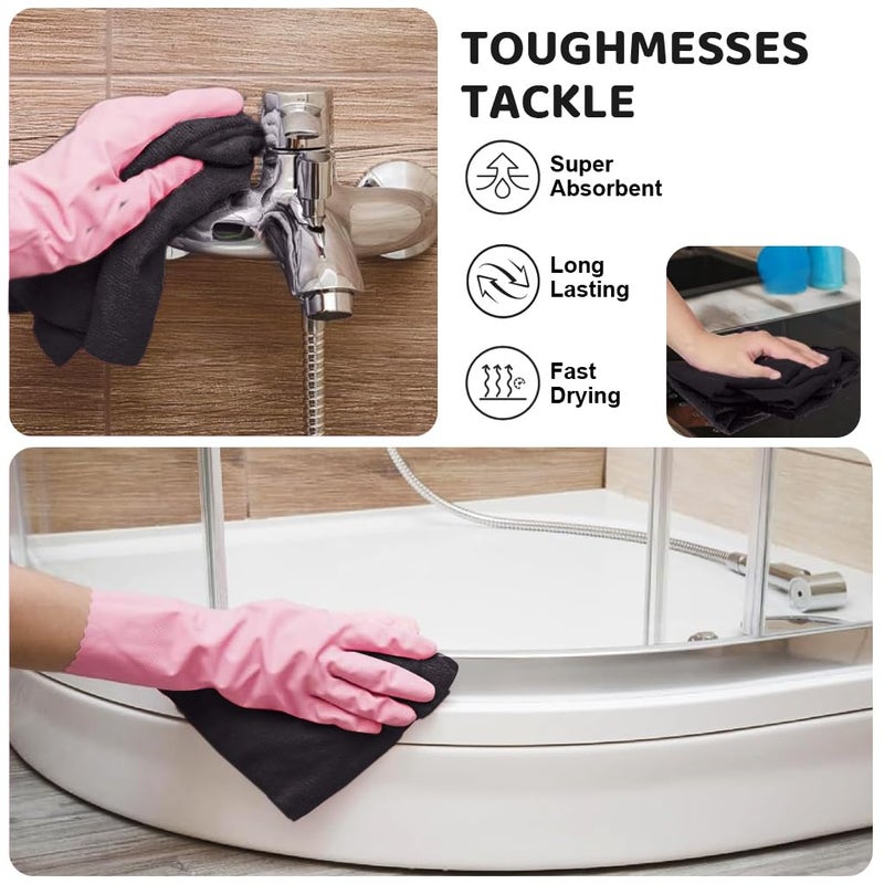 HASTHIP ® 50 Pack Microfiber Cleaning Cloth Roll 9.8 Inches Precut Reuseable Polyester Kitchen Clean Wipes Non-Scratch Clean Towel For Bowl Pots Countertop In-Car, Black - Image 4