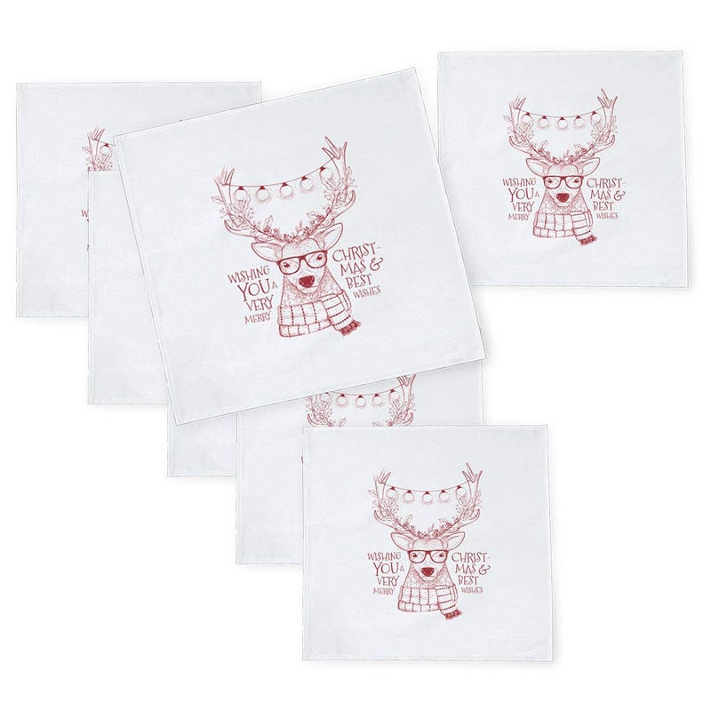 Khakee 6 Pcs Christmas Theme Tafta Silk Table Napkins 10x 10 for Xmas Decoration Christmas OrnamentsChristmas Gift npxmas229P - Image 1