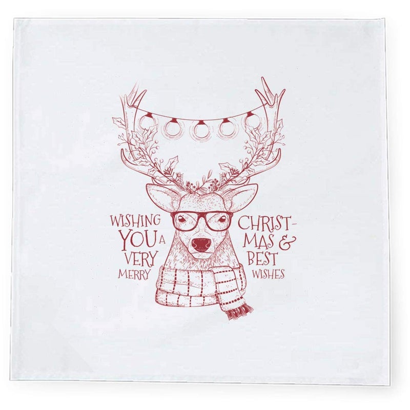 Khakee 6 Pcs Christmas Theme Tafta Silk Table Napkins 10x 10 for Xmas Decoration Christmas OrnamentsChristmas Gift npxmas229P - Image 2