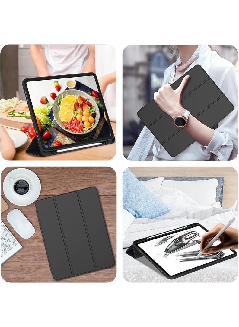 Theodor iPad Pro 11 Inch M4 2024 Case (5th Gen) with Pencil Holder, Smart iPad Case With Pencil Holder Slim Tablet Cover with Soft TPU Back, Auto Wake/Sleep Black  - Image 5