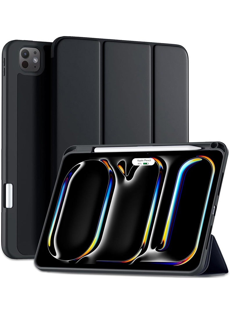 Theodor iPad Pro 11 Inch M4 2024 Case (5th Gen) with Pencil Holder, Smart iPad Case With Pencil Holder Slim Tablet Cover with Soft TPU Back, Auto Wake/Sleep Black - Image 1