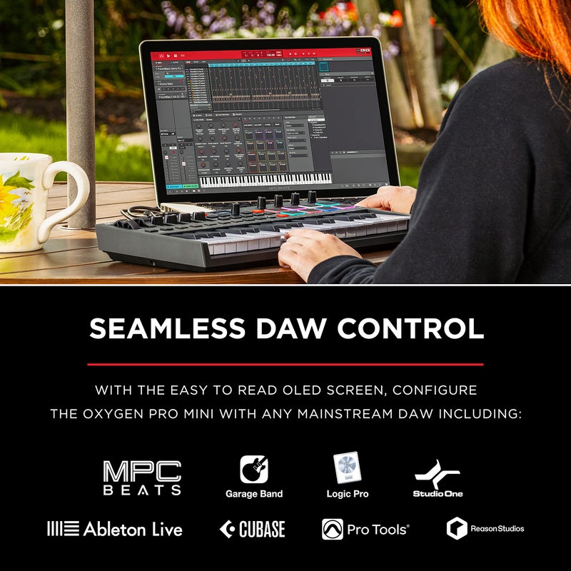 M-Audio Oxygen Pro Mini – 32 Key USB MIDI Keyboard Controller With Beat Pads, MIDI assignable Knobs, Buttons & Faders and Software Suite Included - Image 5