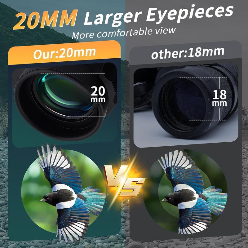 Feelon 20X50 Binoculars for Adults High Powered with Low Light Vision, Bright BAK 4 Glass, Bird Watching, Safari, Trekking Waterproof & Easy Focusing Compact & Lightweight - Image 2