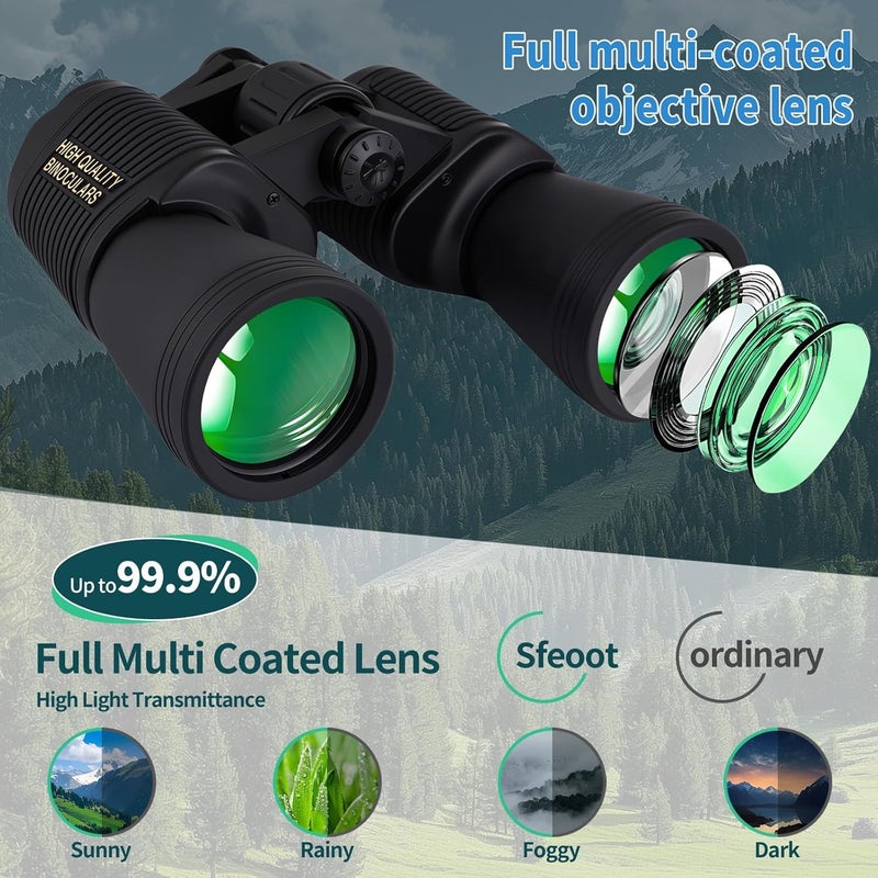 Feelon 20X50 Binoculars for Adults High Powered with Low Light Vision, Bright BAK 4 Glass, Bird Watching, Safari, Trekking Waterproof & Easy Focusing Compact & Lightweight - Image 4