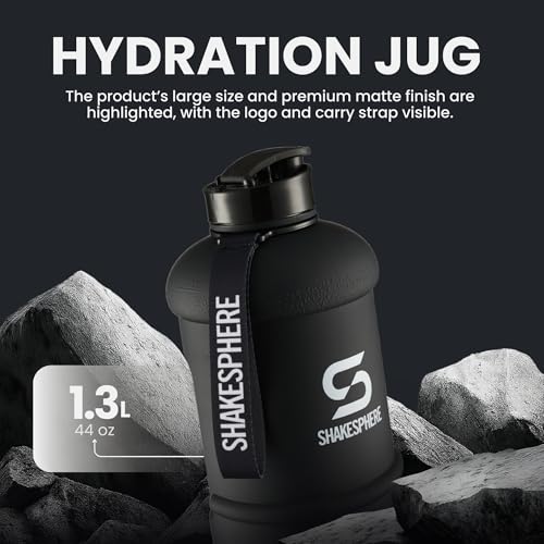 SHAKESPHERE Sports Water Bottle – 1.3L Wide Mouth Water Jug, Leakproof BPA-Free Gym Bottle for Men & Women, Great for Daily Hydration, Training, Travel, Outdoor Activities & Sports – Matte Black - Image 3