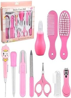 Generic Pinsheng 10 PCS Baby Healthcare Grooming Kits, Newborn Baby Care Accessories, Safety Cutter Baby Nail Clipper Scissors Hair Comb Brush Nose Cleaner Safety for Toddler Infant Nursing Grooming(Pink) 