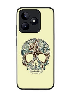 Rugged Black edge case for Realme C51 / Realme Note 50 4G, Slim fit Case Flexible Anti Drop TPU Gel Thin Cover - Skully Tattoo