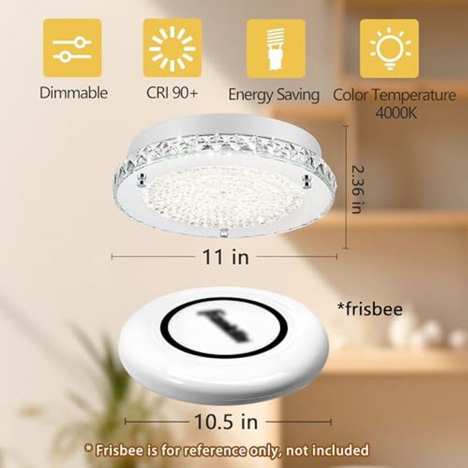 Auffel LED Ceiling Light,Auffel Minimalist Modern 11-Inch Surface Flush Mount Light Fixture Glass 4000K Daylight White Lamp 1980LM K9 Crystal Chandelier Lighting for Kitchen,Bathroom,Bedroom,Hallway - Image 5
