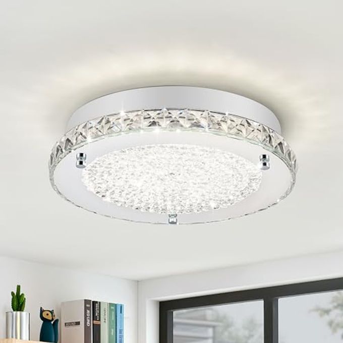 Auffel LED Ceiling Light,Auffel Minimalist Modern 11-Inch Surface Flush Mount Light Fixture Glass 4000K Daylight White Lamp 1980LM K9 Crystal Chandelier Lighting for Kitchen,Bathroom,Bedroom,Hallway - Image 4