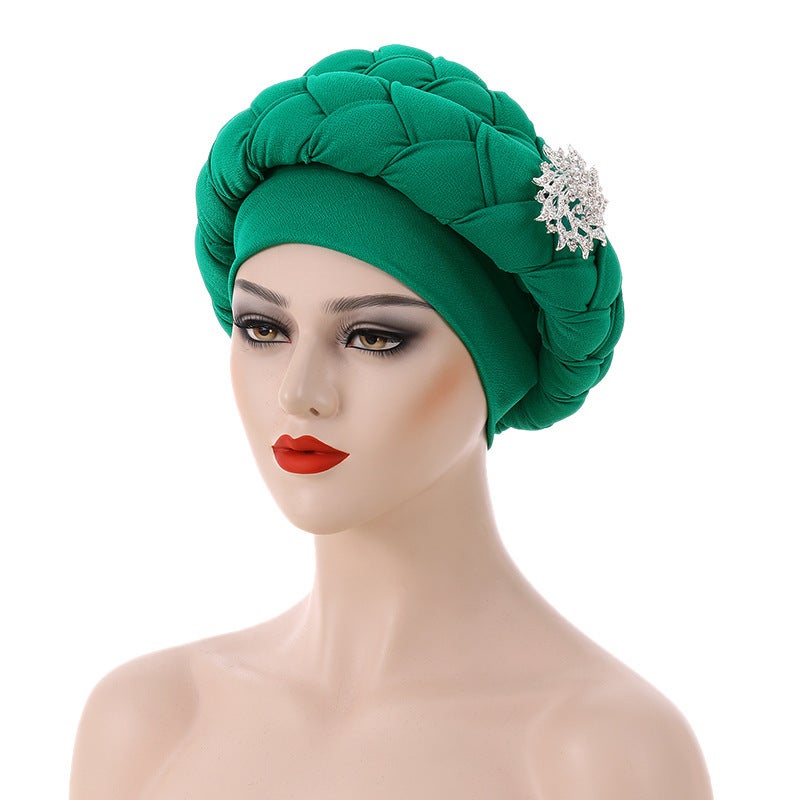 Braided Turban Hat Ethnic Decor Head Wrap Cotton Blend - Image 1