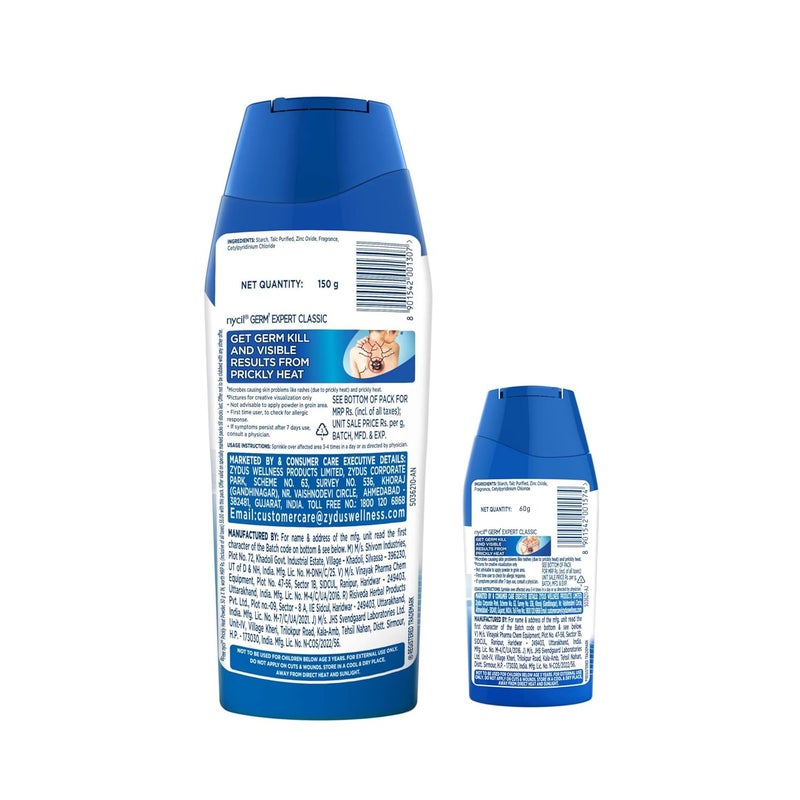 Nycil Classic Prickly Heat Talcum Powder 150g Cool Herbal 60g Free - Image 2