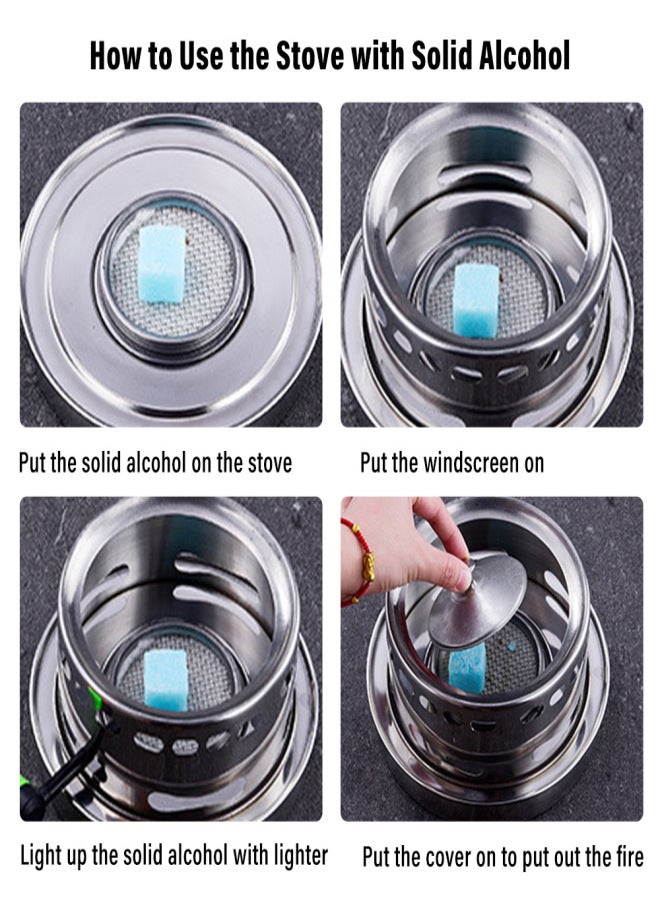 Outdoors Stainless Steel Alcohol Stove with Pot Portable Burner Rustproof Anti-corrosion Cooking Barbecue Camping Hiking Picnic - Image 5