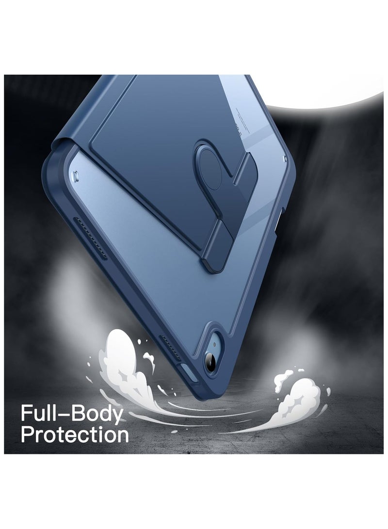 آرمور كفر ايباد الجيل العاشر  10.9 بوصة 2022 / ايباد الجيل الحادي عشر (A16) 10.9 بوصة 2025 مع حامل قلم غطاء واقي دوار 360 درجة بظهر شفاف اغلاق/تشغيل الشاشة تلقائي ، شفاف / أزرق - Image 3